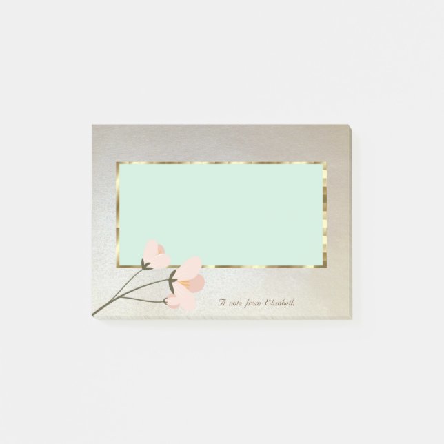 Elegant Stilren,Ram,Blomma Post-it Block (Framsida)