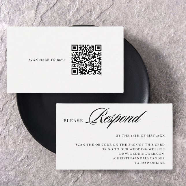 Elegant Stilren Sofistikerad QR-kod RSVP Tilläggskort (Skapare uppladdad)