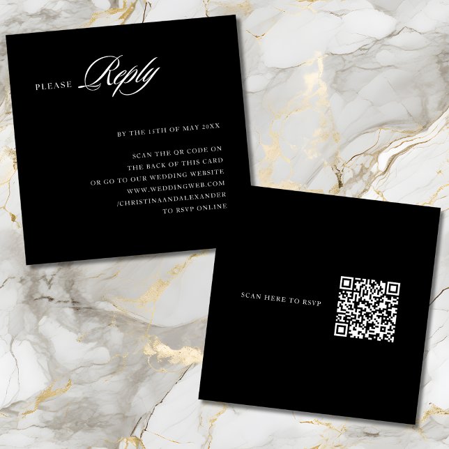 Elegant Stilren Sofistikerad QR-kod RSVP Tilläggskort (Skapare uppladdad)