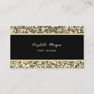 Elegant Stilren, Svart, Guld Glitter Visitkort