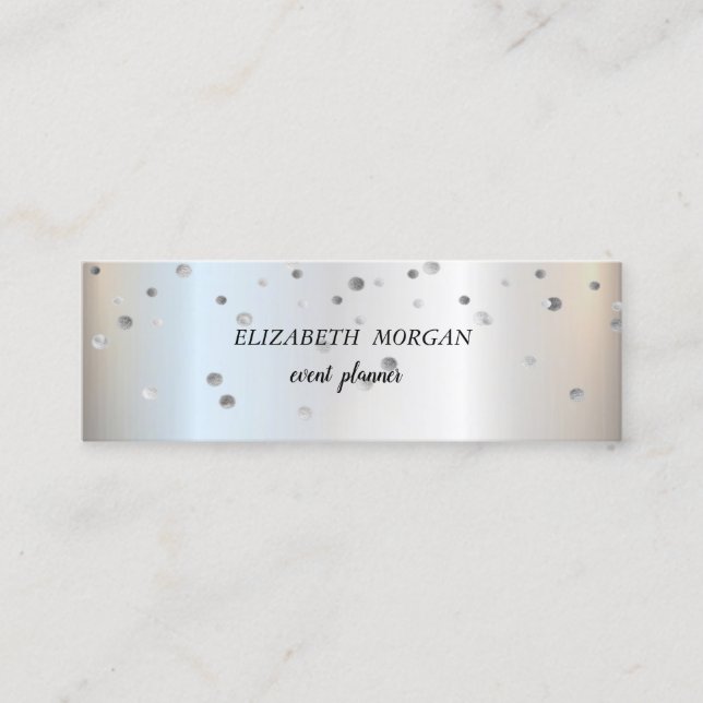Elegant Stilren Trendig, Silver Konfetti Mini Visitkort (Framsida)