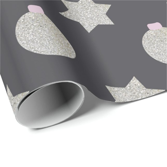Elegant stjärna och julgransprydnad silver och sva presentpapper (Rullad Hörn)
