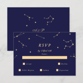 Elegant stjärnbild blå och guld bröllops RSVP OSA Kort