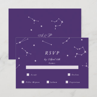 Elegant stjärnbild Lila bröllops-RSVP OSA Kort