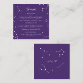 Elegant stjärnbild lila bröllopsdetaljer tilläggskort