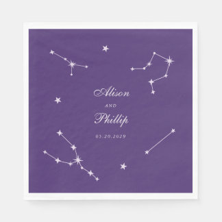 Elegant stjärnbild Lila Celestial Bröllop Pappersservett