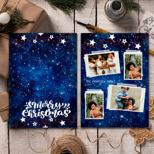 Elegant stjärnklar jul collagekort julkort