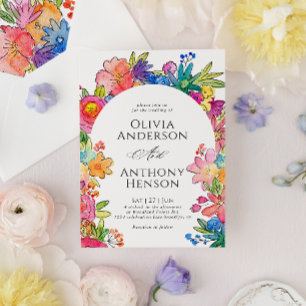 Elegant Stollig Blommigt med fetstil Vattenfärg Br Inbjudningar