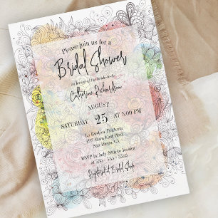 Elegant Stollig Watercolor Blommigt Art Möhippa Inbjudningar
