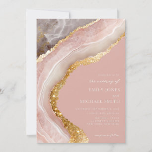 Elegant Stone Agate Marble Chic Bröllop Inbjudningar