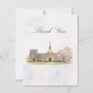 Elegant Stone Chapel Spring Wedding Thank You Card Tack Kort