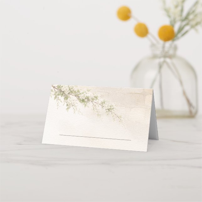 Elegant Stone & Floral Wedding Folded Place Card Placeringskort (Framsida)