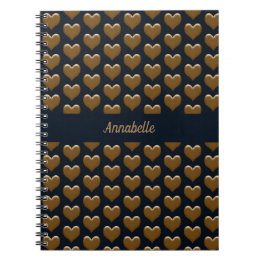 Elegant Stor Brushed Guld Hearts Journal Anteckningsbok