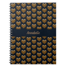 Elegant Stor Brushed Guld Hearts Journal Anteckningsbok