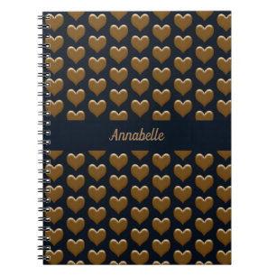 Elegant Stor Brushed Guld Hearts Journal Anteckningsbok