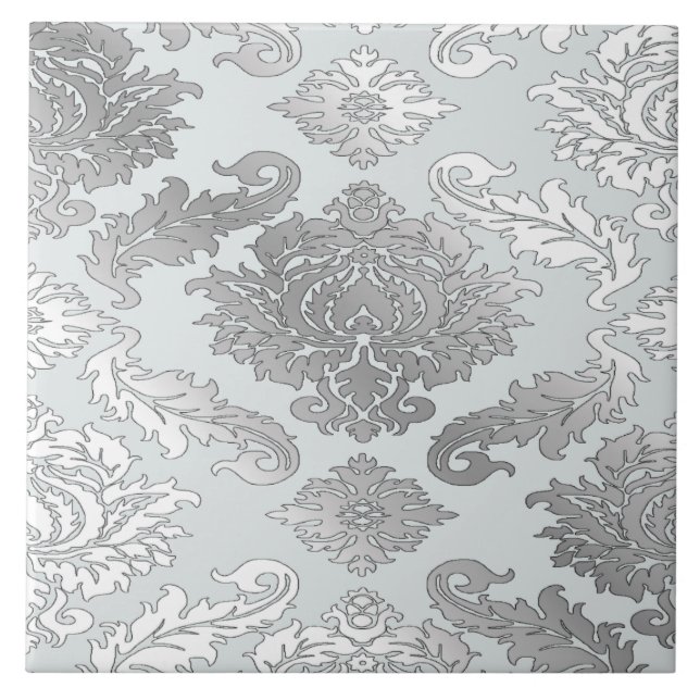Elegant stor turkos Damask-mönstrad platta Kakelplatta (Framsidan)