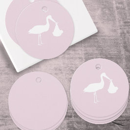 Elegant Stork Delivery Simple Rosa Baby Shower Gåvor Etiketter