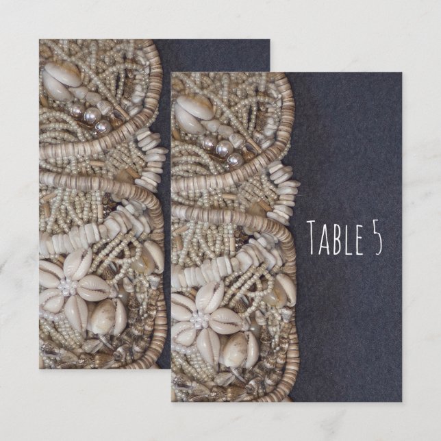 Elegant strand Puka-skal Bordsnummerkort Inbjudningar (Fram/baksida)