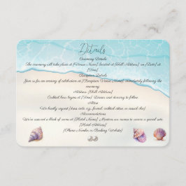 Elegant strandbröllop  Snigelskal Pärlor Marin  Tilläggskort