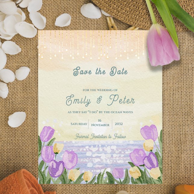 Elegant strandbröllop Spara datum (Elegant Beach Destination Wedding Save the Date)