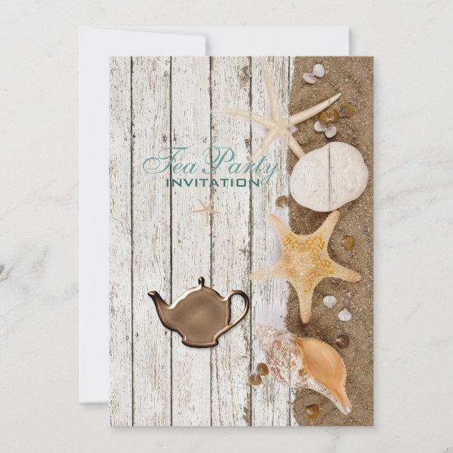 elegant strandstrand möhippa te party inbjudningar (Framsida)