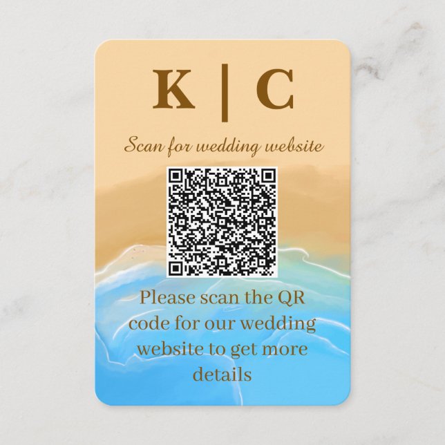 Elegant strandtema vigselkort tilläggskort (Framsida)