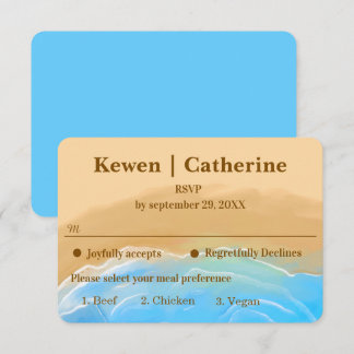 Elegant strandvattenfärg bröllop svarskort OSA kort