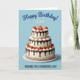 Elegant Strawberry Drip Cake – Happy Birthday Card Kort