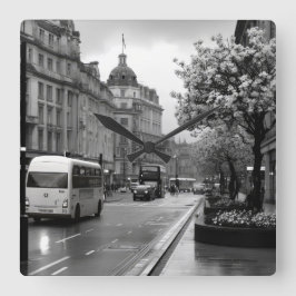 Elegant Street View Fyrkantig Klocka