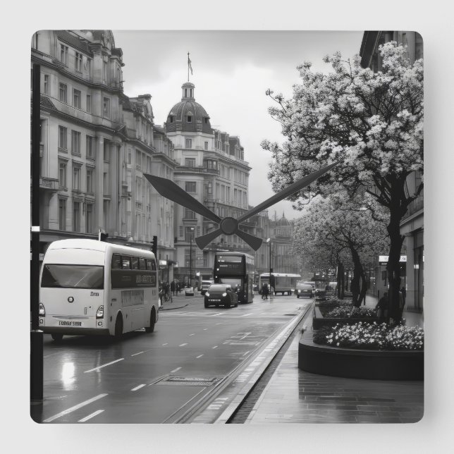 Elegant Street View Fyrkantig Klocka (Framsida)