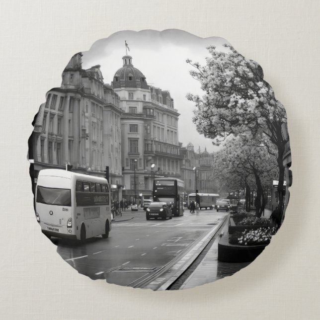 Elegant Street View Rund Kudde (Framsidan)