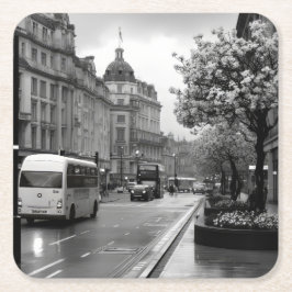 Elegant Street View Underlägg Papper Kvadrat