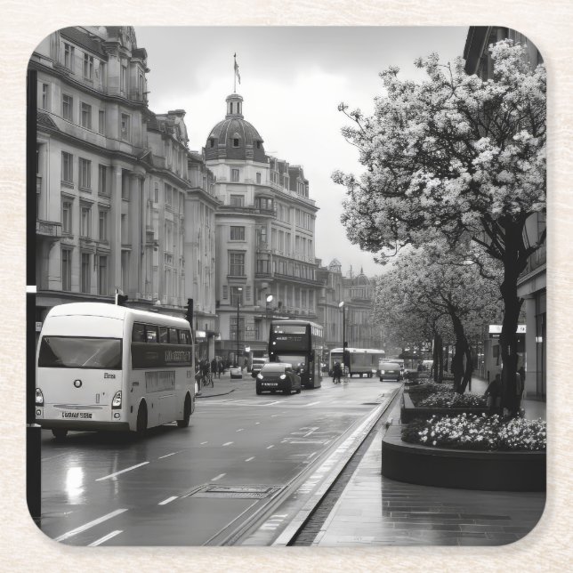 Elegant Street View Underlägg Papper Kvadrat (Framsidan)