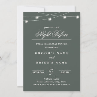 Elegant String Lights Rehearsal Dinner Invitation  Inbjudningar