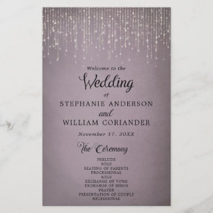 Elegant String Ljus Mauve Bröllopsprogram