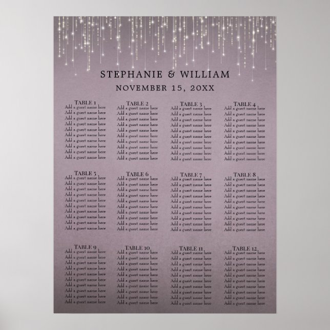 Elegant String Ljus Mauve Ro Sittdiagram Poster (Framsidan)