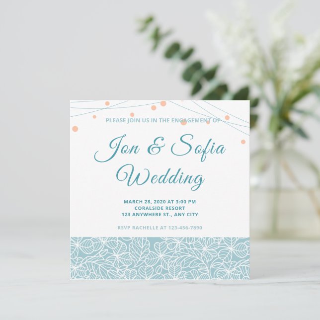 Elegant String Ljus med blå Blommigt Inbjudningar (Stående Fram)