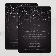 Elegant String Ljus QR-kodsskada, svart Bröllop