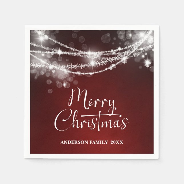 Elegant String Ljus Red jul Pappersservett (Framsidan)