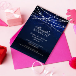 Elegant String Ljus Sweet 16:e Födelsedagsfesten Inbjudningar