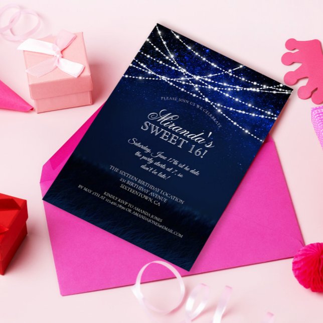 Elegant String Ljus Sweet 16:e Födelsedagsfesten Inbjudningar (Skapare uppladdad)
