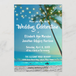 Elegant String Ljus Tropical Beach Wedding Inbjudningar