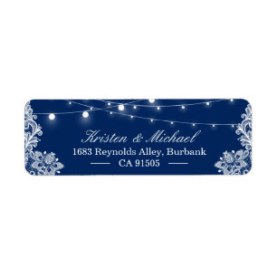 Elegant String Ljus White Snöre Navy Blue Returadress Etikett