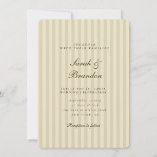 Elegant stripe   Beige Classic Bröllop Inbjudningar