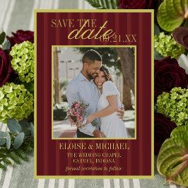 Elegant Stripe Chartreuse Burgundy Save the Date Inbjudningar