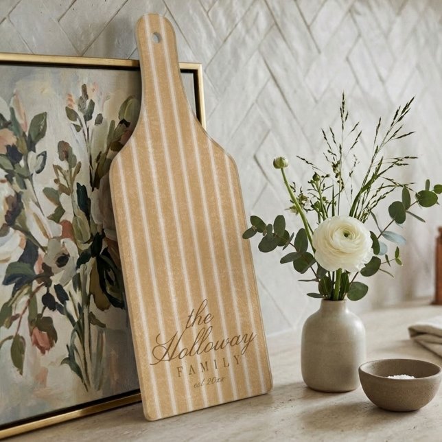 Elegant Stripe Script Typografi Familjnamn (Elegant Stripe Script Typography Family Name Cutting Board)