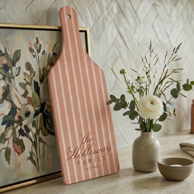 Elegant Stripe Script Typografi Familjnamn (Elegant Stripe Script Typography Family Name Cutting Board)
