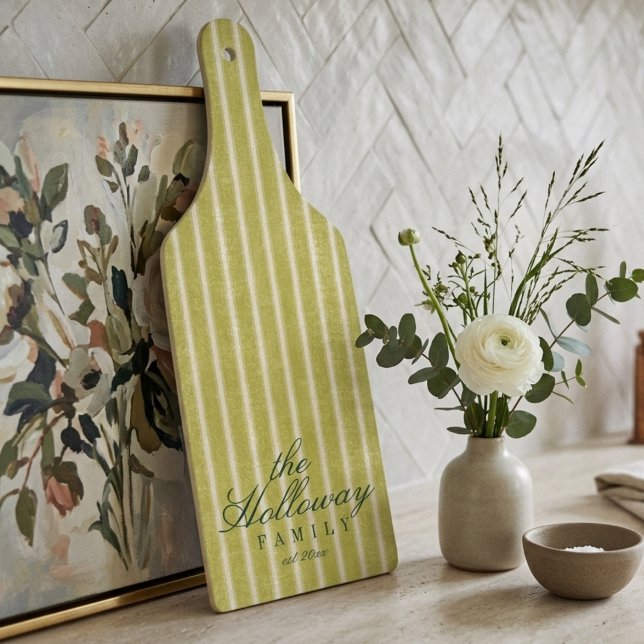 Elegant Stripe Script Typography Family Name  (Elegant Stripe Script Typography Family Name Cutting Board)