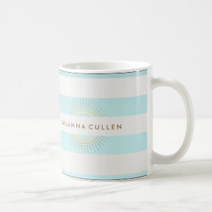 Elegant Stripe Turquise och Guld Circles Kaffemugg