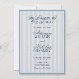 Elegant Striped Blue Wedding Invitation Inbjudningar